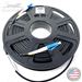 Stock 100 Ft Tactical Indoor/Outdoor Armored Singlemode 9/125 Simplex Fiber Optic Patch Cable w/ LC UPC Connectors, Corning® Glass, Mini Cable Reel, and Ultra Flexible Jacket - Made in the USA by QuickTreX®
