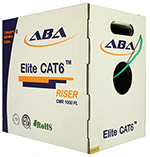 Cat 6E 1000x,  UTP, PVC Riser rated (CMR), Solid Cond. Cable - 1000Ft by ABA Elite
