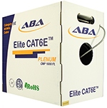 Cat 6E 1000x, UTP, Plenum rated (CMP), Solid Cond. Cable - 1000 Ft by ABA Elite 