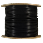 QuickTreX Cat 5E Outdoor Direct Burial UTP Solid Conductor Ethernet Cable (24 AWG - 350 MHz - Black) 1000 Ft 