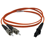 MTRJ to ST Plenum Rated Multimode OM2 50/125 Premium Custom Duplex Fiber Optic Patch Cable with Corn
