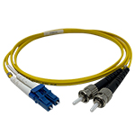 LC to ST Plenum Rated Singemode 9/125 Premium Custom Duplex Fiber Optic Patch Cable with Corning® Glass - Made USA by QuickTreX®