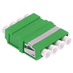 LC APC Quad Singlemode Fiber Optic Coupler with Flange - Green