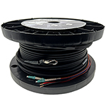 2 Strand Outdoor (OSP) Direct Burial Rated Ultra Thin Micro Armored Multimode 10/40/100 GIG OM4 50/12 Pre-Terminated Hybrid Power + Fiber Optic Cable Assembly with Corning® Glass and 2 x 18 AWG Power Wires - Made in the USA by QuickTreX®