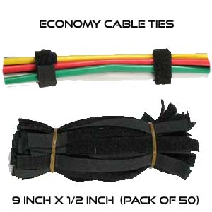 9 Inch by 1/2 wide Generic Economy Cable Ties - Bulk Pack of 50