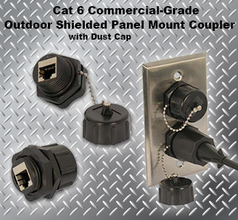 Cat 6 Commercial-Grade Outdoor Shielded Bulkhead Panel Mount Coupler with Dust Cap