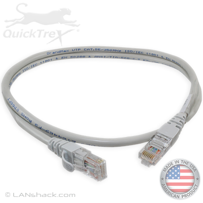 Cat 5E Premium Custom Ethernet Patch Cable - Made in the USA by QuickTreX®