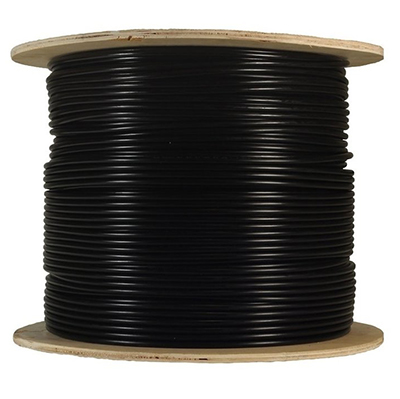 QuickTreX Cat 5E Outdoor Direct Burial UTP Solid Conductor Ethernet Cable (24 AWG - 350 MHz - Black) 1000 Ft 