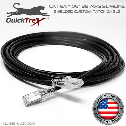1 Foot, Cat 6A "10G" Shielded Stranded Custom Patch Cable - 1 Foot Cables are not Certifiable
