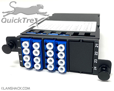 MPO 12 Fiber (1 X 12 MPO Male) to 12 LC (6 Duplex Adapters)  Singlemode Super High Density (SHD) Cassette by QuickTreX®