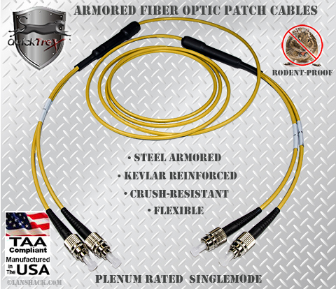 FC to FC Stainless Steel Armored Fiber Optic Patch Cable (Plenum Rated) Singlemode - USA CustomLine by QuickTreX®