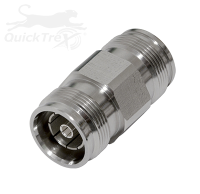 4.3/10 Female to Female WB-S-T Barrel Adapter by QuickTreX - White Bronze Body Plating, Silver Contact Plating, PTFE Dielectric