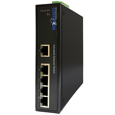 5 Port Unmanaged Industrial DIN Rail Fast Ethernet Network Switch by Unicom