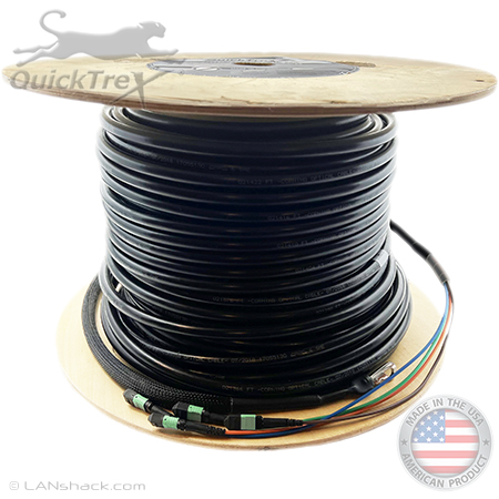 144 Fiber MTP (12 x 12) Singlemode Fiber Optic Trunk Cable Assembly with Corning® ALTOS Outdoor Armored Direct Burial Rated (OSP-DB) Jacket and Genuine US Conec® Connectors - Made in USA by QuickTreX®