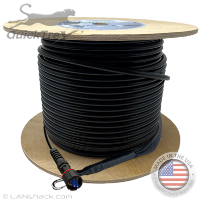 6 Fiber IP68 Rated Corning Altos Outdoor (OSP) Loose Tube Singlemode Preconnectorized Fiber Optic Cable Assembly with Weatherproof Senko Connectors - Made in USA by QuickTreX®