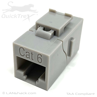 QuickTreX Premium Cat 6 Inline RJ45 Keystone Mount Coupler - TAA Compliant - RoHS Compliant and UL Listed
