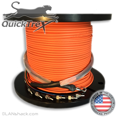 4 Strand Indoor Plenum Rated Multimode OM1 62.5/125 Custom Pre-Terminated Fiber Optic Cable Assembly with Corning® Glass - Made in the USA by QuickTreX®