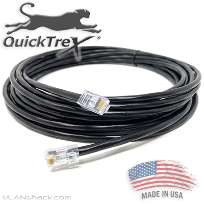 Cat 6 Outdoor Direct Burial Rated Custom Ethernet Patch Cable - Made in USA by QuickTreX®
